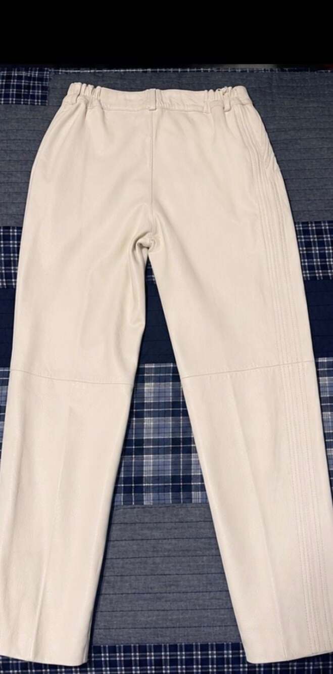 Suzelle Vintage Off-White 100% Leather Pants Size 12 - Picture 2 of 11